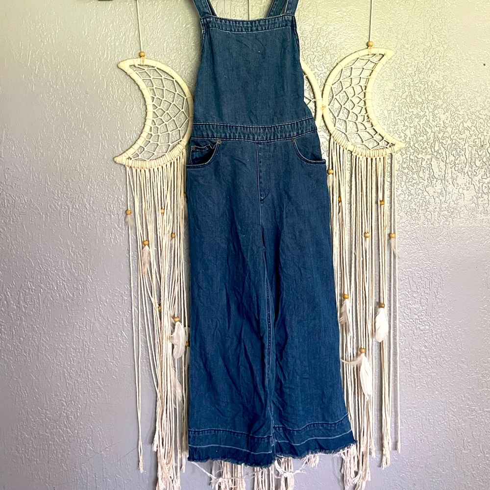 Jean Overalls Cross Back cut off bottoms